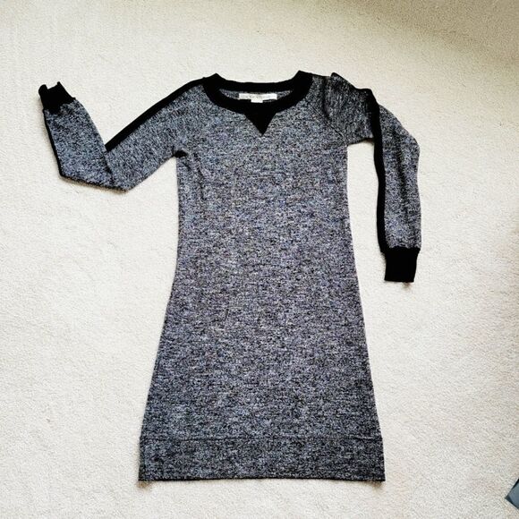 Max Studio Marled Gray Color Block Crewneck Sweater Dress Size XS - Picture 2 of 7